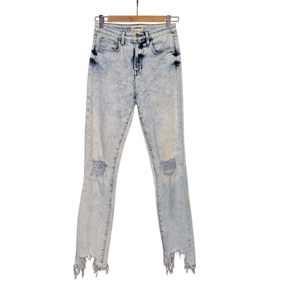 L'AGENCE High Line Skinny Jeans Calypso Distressed Destructed Acid Wash Size 25 - Picture 6 of 16